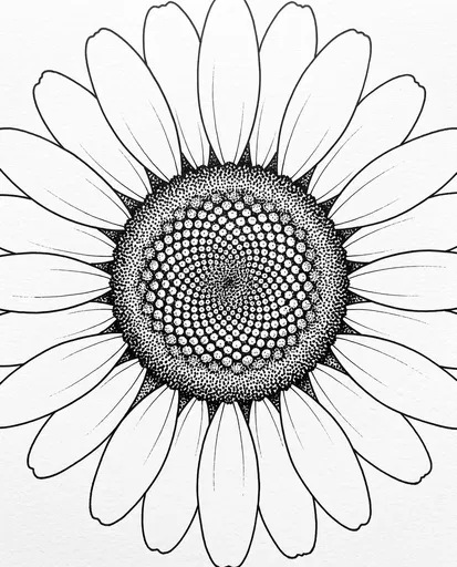 Black and White Stippled Daisy Illustration