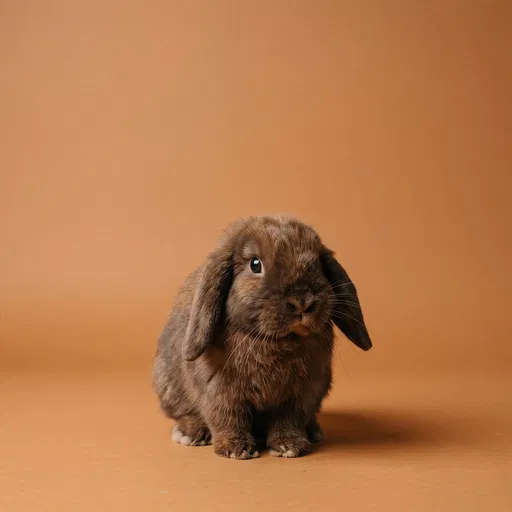 Brown Holland Lop Rabbit Studio Portrait