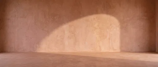 Terracotta Plaster Wall with Arch Shadow