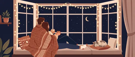 Cozy Couple Watching Starry Night Sky