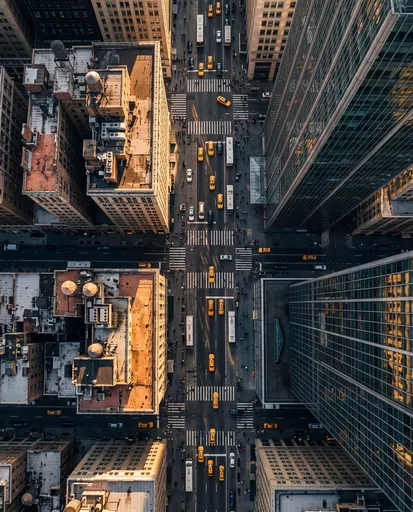 Top-Down Aerial View of Manhattan Street