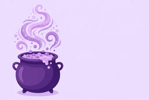 Purple Witch Cauldron With Magical Steam