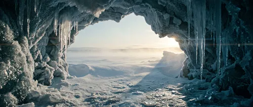 Sunlit View From Ice Cave Opening