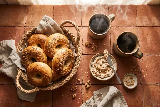 Artisanal Bagels and Coffee Breakfast Spread