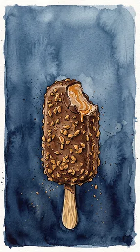 Chocolate Almond Ice Cream Bar Illustration
