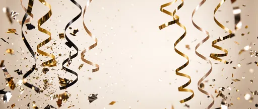Gold and Black Party Ribbons Banner