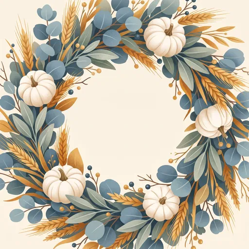 Autumn Botanical Wreath with White Pumpkins