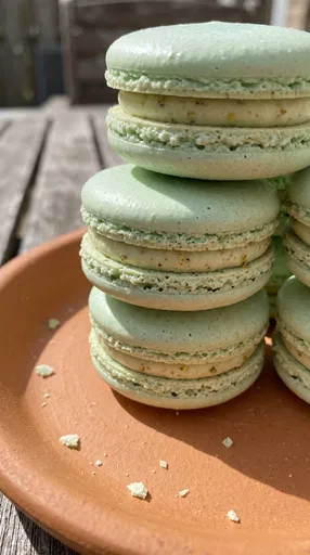 Stacked Mint Green Pistachio Macarons