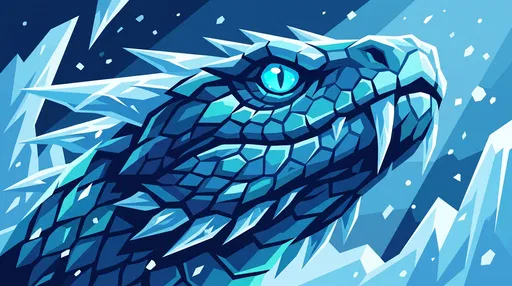 Icy Blue Serpent Head Vector Illustration