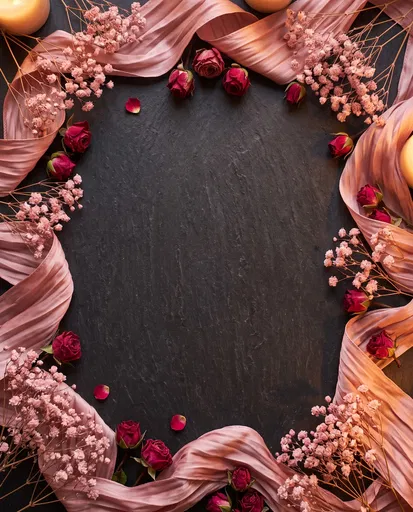 Pink Ribbon and Rosebud Slate Frame