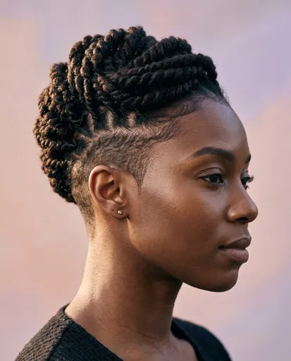 Woman With Twisted Updo And Undercut