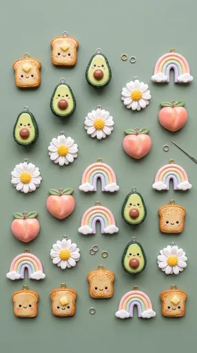 Cute Polymer Clay Charms Flat Lay
