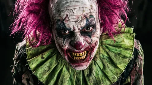 Terrifying Clown Snarling Close Up