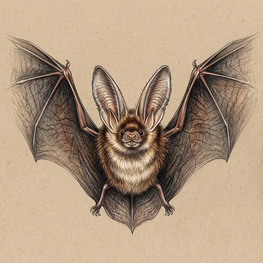 Colored Pencil Drawing of Long-Eared Bat