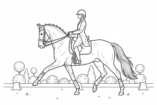 Dressage Horse and Rider Coloring Page