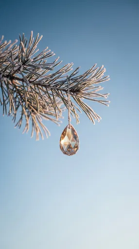 Crystal Ornament on Frosted Pine Branch