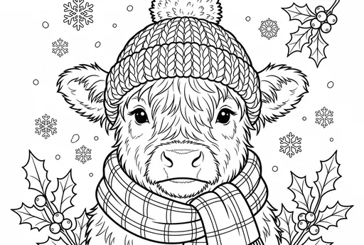 Winter Highland Calf Coloring Page