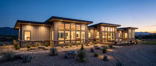 Modern Luxury Prefabricated Home at Dusk