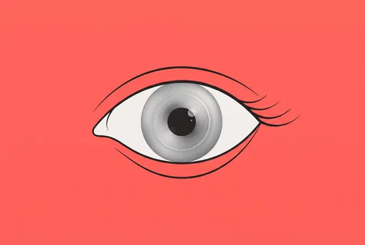 Stylized Grey Eye on Coral Background