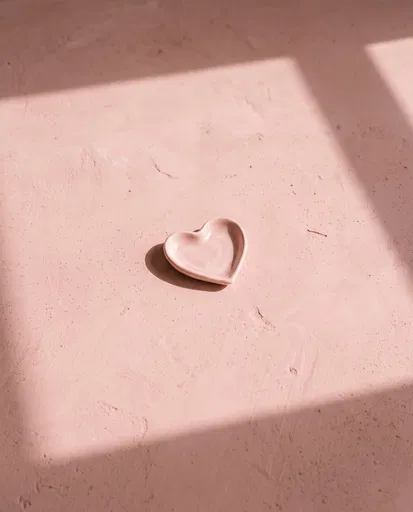 Minimalist Pink Ceramic Heart Dish in Sunlight