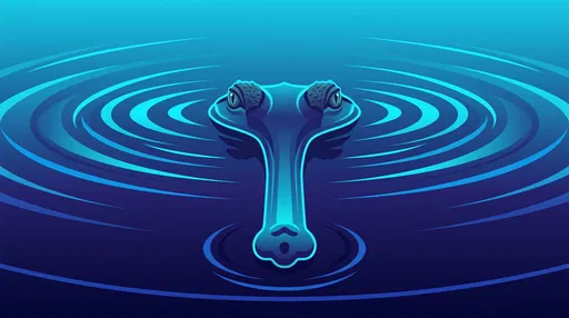 Symmetrical Gharial In Blue Water