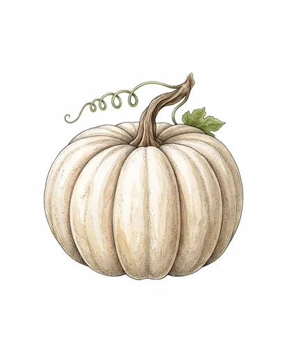 Botanical Cream Pumpkin Illustration