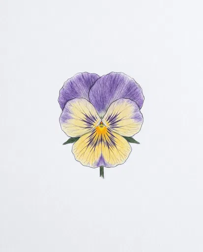 Colored Pencil Drawing of Pansy Flower