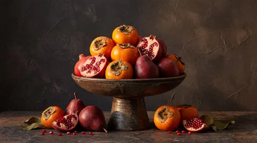 Autumn Fruit in Stoneware Pedestal Bowl