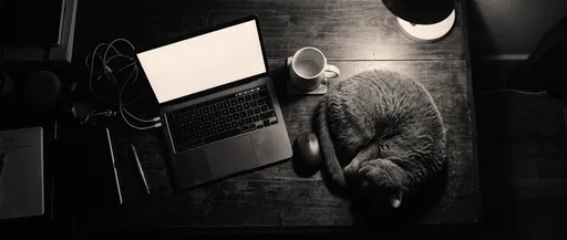 Cat Sleeping Beside Laptop on Desk
