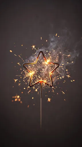 Burning Star Sparkler on Dark Background