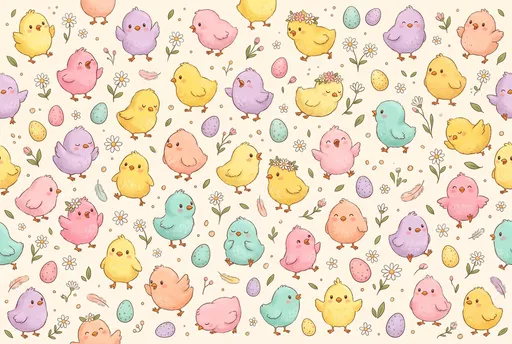 Cute Pastel Baby Chicks Spring Pattern