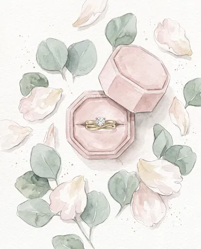 Watercolor Diamond Ring in Blush Box
