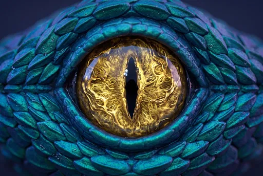 Macro Render of Golden Dragon Eye