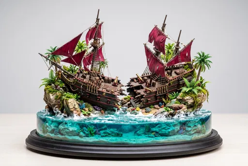 Miniature Pirate Shipwreck Resin Diorama