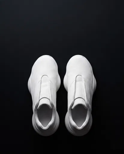 Minimalist White Futuristic Concept Sneakers Top View