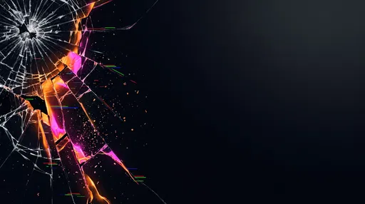 Shattered Screen With Glowing Neon Cracks