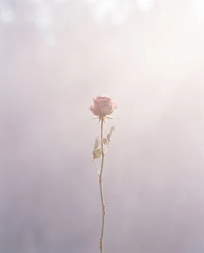 Single Dried Blush Rose in Mist