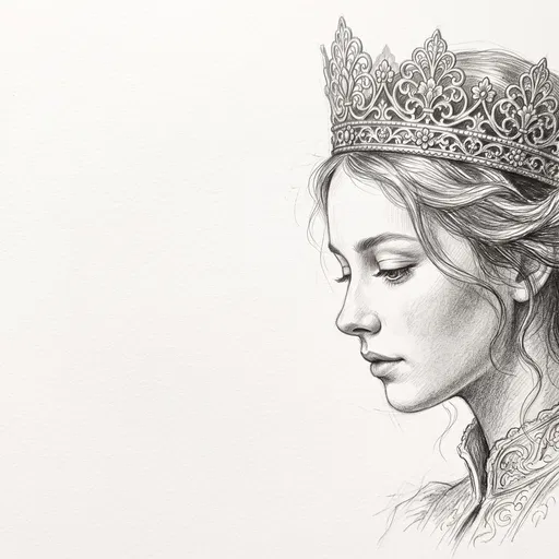 Graphite Pencil Sketch of Princess in Profile