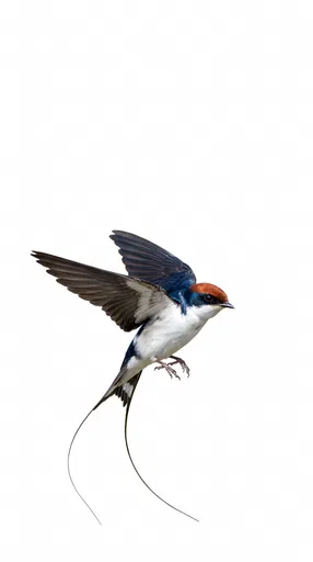 Wire-Tailed Swallow Flying on White