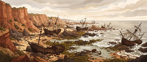 Coastal Graveyard of Wrecked Pirate Ships
