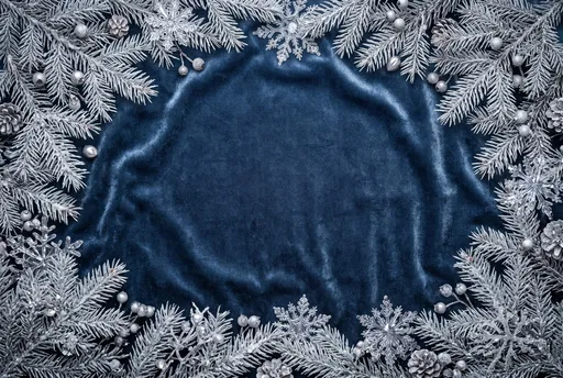 Silver Frost Frame on Blue Velvet