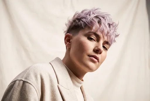 Model With Pastel Lavender Textured Crop Haircut