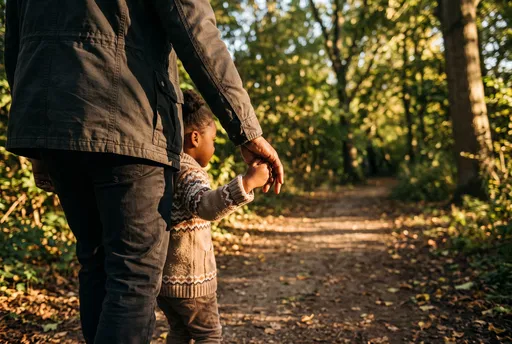 Father and Daughter Holding Hands in Park