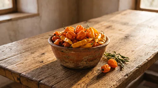 Rustic Bowl of Habanero and Yellow Peppers