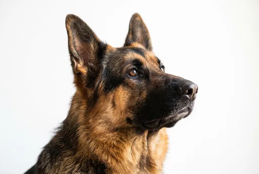German Shepherd Portrait on White Background