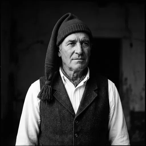 Monochrome Portrait of Traditional Portuguese Horseman