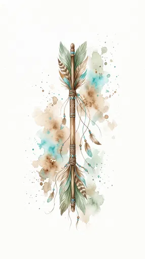 Bohemian Watercolor Feathered Arrow Illustration