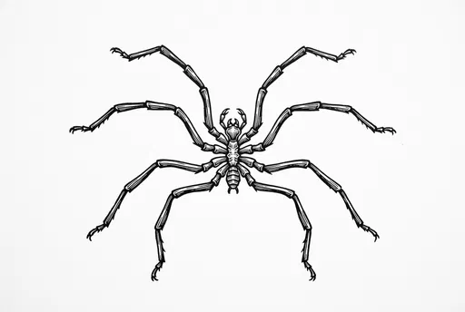 Black Ink Sea Spider Woodcut Illustration