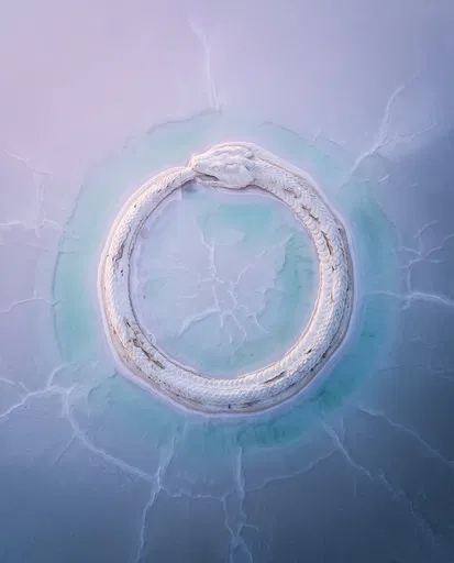 Aerial Ouroboros Formation in Salt Flat