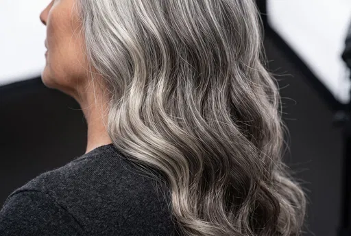 Close-Up of Wavy Silver Grey Hair
